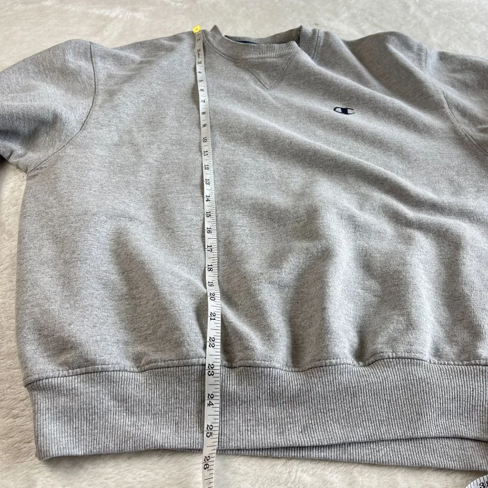 Champion Sweatshirt Unisex L Gray Crewneck Embroidered Logo Vintage Y2K Pullover - Picture 5 of 10